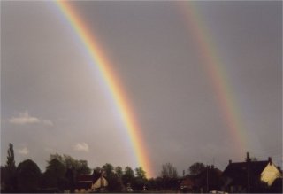 Bright primary and secondary rainbow