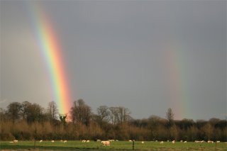 Bright primary rainbow with secondary