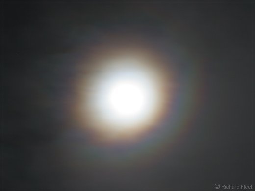 Moon corona changing shape