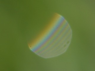 Coloured fringes from a droplet reflection