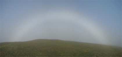 Fogbow near the crest of a ridge
