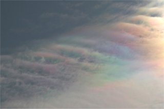 Colourful patch of iridescent cloud