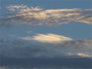 Patch of iridescence away from the sun