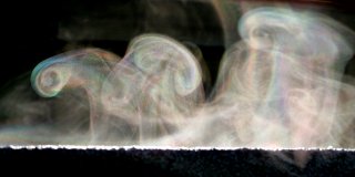 Complex swirl of iridescent mist